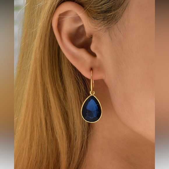 Elegant Blue and Gold Teardrop Earrings